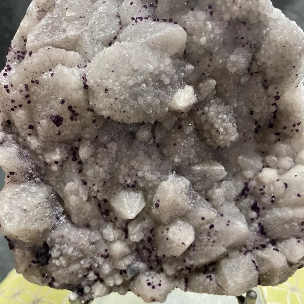 XL CANDLE QUARTZ CLUSTER 6”x5”x3”thick GORGEOUS GREY W- PURPLE “SPARKLES” - Picture 9 of 9